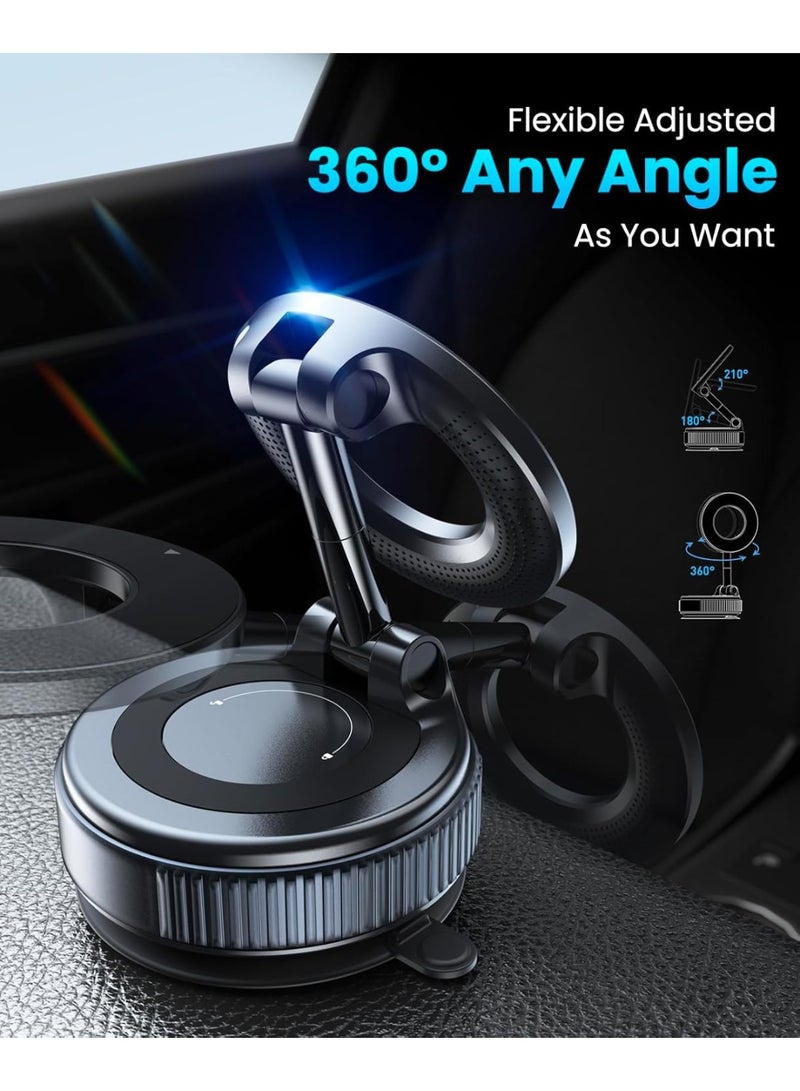 Amal Estore Magnetic Car Phone Holder, 360° Rotatable and Foldable, with Vacuum Suction Cup and Magnetic Ring, Mini Car Phone Mount with Magnetic Ring, for Car/Desk/Mirror and Other Smooth Surface - Image 5